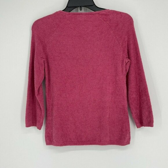 Evie Tops Women's S Fuchsia Pink Square Neck Raglan Sleeve Knit Stretch Pullover - Picture 2 of 6